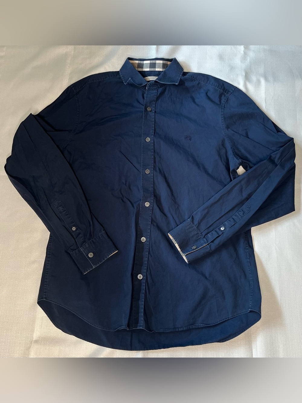Burberry Brit Nova Check Navy Button Down Shirt Long Sleeve Quiet Luxury Preppy